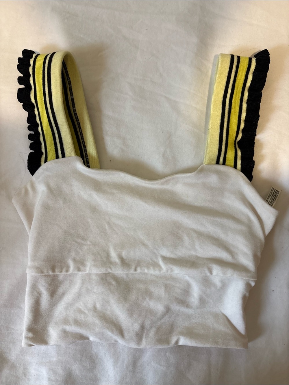 Free People Cropped Tank with Yellow & Black Striped Ruffled Straps